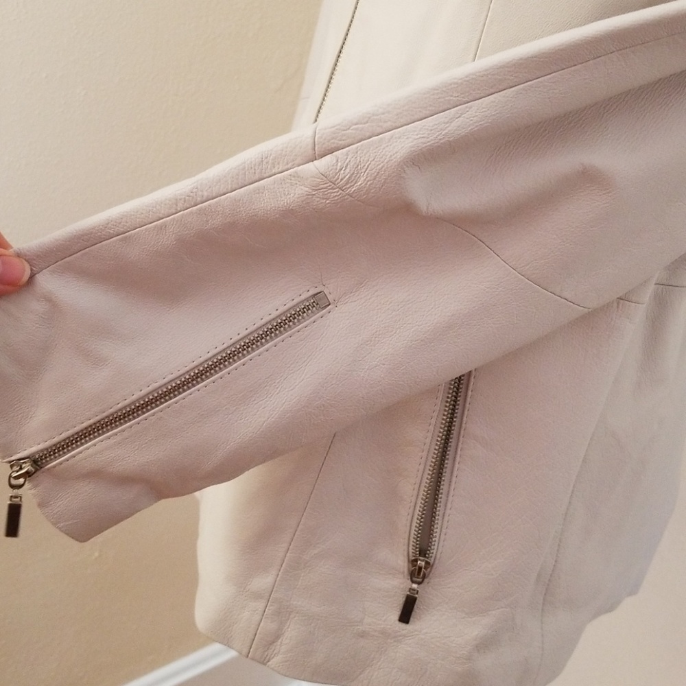 Cream Colored Leather Jacket. - image 3
